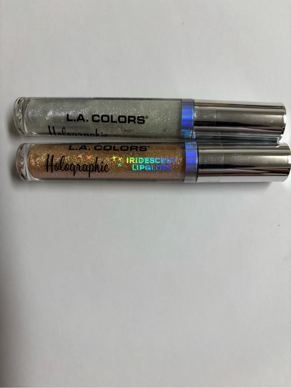 L.A. COLORS Holographic Iridescent Lip Gloss Duo - Silver & Gold